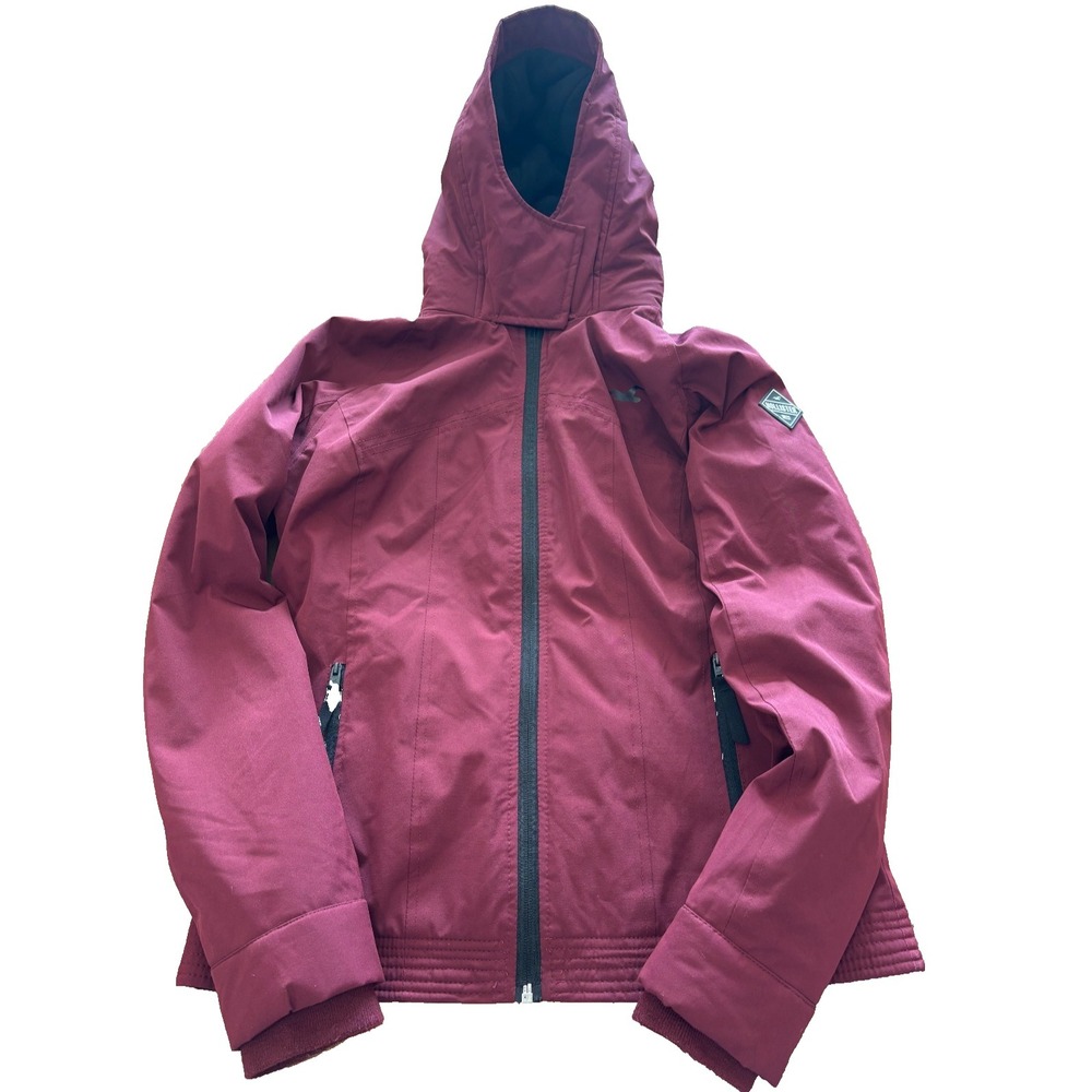 Hollister California ALL-WEATHER hooded jacket burgundy like new womens' Small